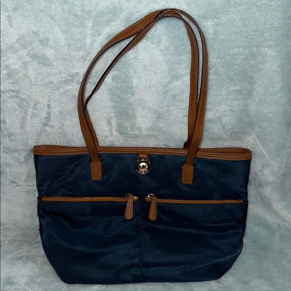 Michael Michael Kors Elegant Blue and Brown nylon Tote